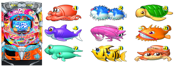パチンコPちょいパチ海物語3R2の筐体図柄画像