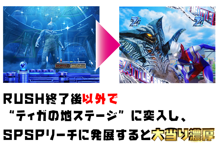 パチンコぱちんこ ウルトラマンティガ 1500×84のティガの地ステージの法則