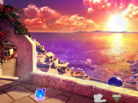 パチンコPわんニャンアドベンチャーの夕方背景
