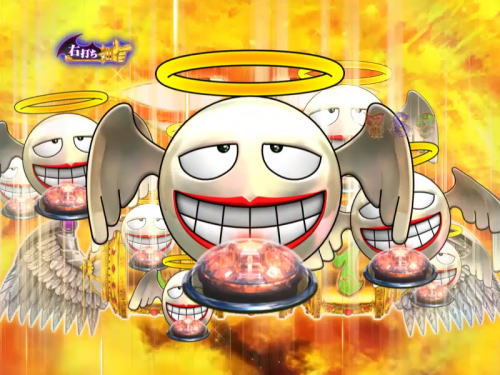 パチンコP笑ゥせぇるすまん最後の忠告の天使にデカボタンをチャンスの画像