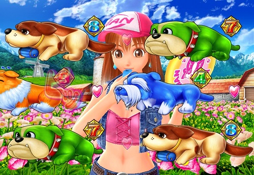 パチンコPAわんわんパラダイスVのわんわんモードラブちゃんリーチの画像