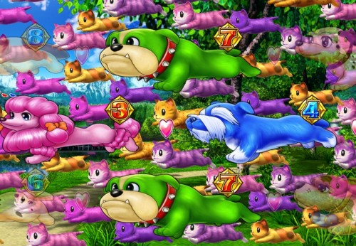 パチンコPAわんわんパラダイスVの猫群予告の画像