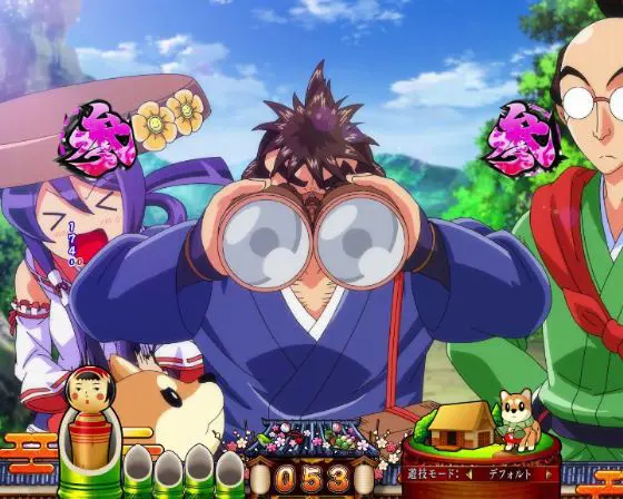 パチンコPやじきた道中記 甘味ver.の双眼鏡リーチ画像