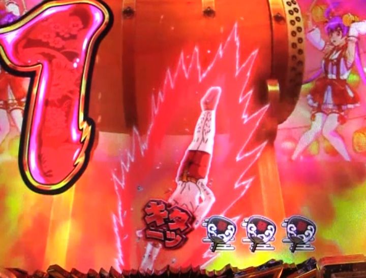 パチンコPやじきた道中記の弥次さん刺さり(赤保留)画像