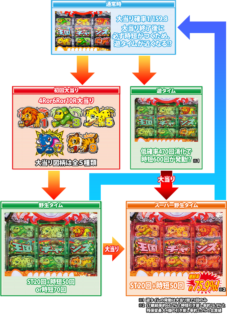 P野生の王国～どらむサファリ～のゲームフロー