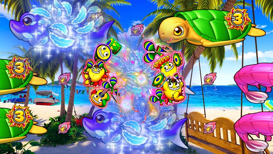 パチンコPAギンギラパラダイス 夢幻カーニバル 強99ver.のホイッスル停止画像