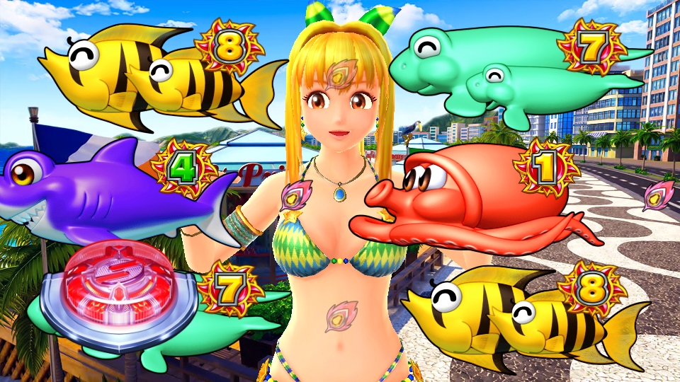 パチンコPAギンギラパラダイス 夢幻カーニバル 強99ver.のブラジルマリンちゃんリーチ画像