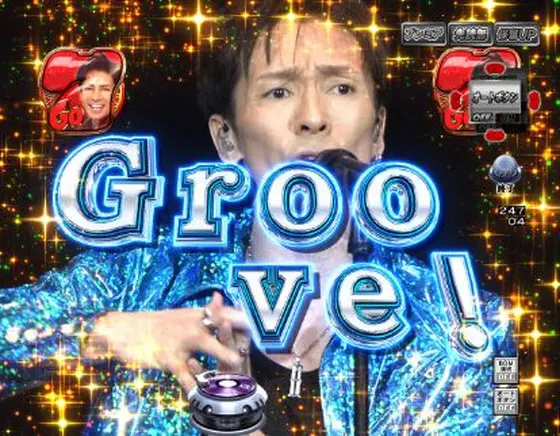 パチンコPA GO!GO!郷comeback stage 77ver.の男願Groove!ライブ画像