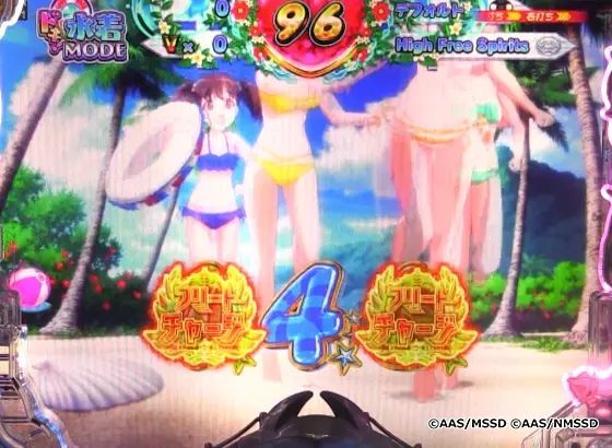 パチンコPAハイスクール・フリート オールスター すい～とでハッピー!2400のドキッ！水着モード中先読み2画像