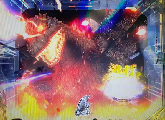 GODZILLA7(ゴジラ/パチンコ)の連続予告のゴジラパネルチャンス予告