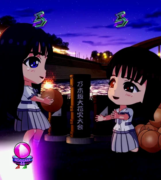 パチンコe 乃木坂46 Ⅱ SWEET Versionの打ち上げ花火リーチ