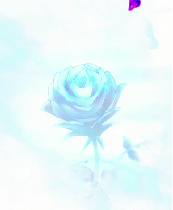 W.O中に青薔薇の花が映る