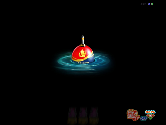 パチンコPA清流物語4 ウキウキ79ver.の暗転突釣り予告