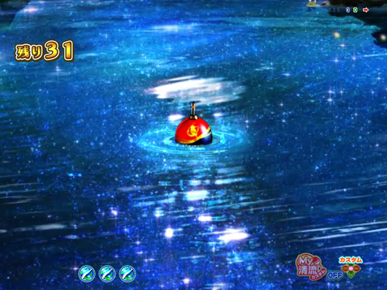 パチンコPA清流物語4 ウキウキ79ver.の液晶浮き予告