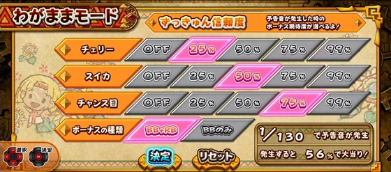クレアの秘宝伝 ～はじまりの扉と太陽の石～ ボーナストリガーver.のわがままモードの設定