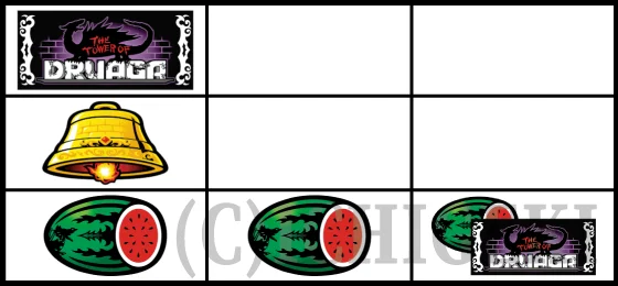 SLOTドルアーガの塔のBAR狙い時のスイカの停止型
