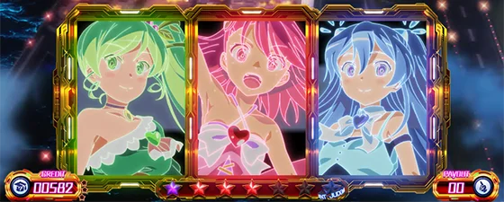 ST終了時のリール枠内キャラ：3人（全リール）