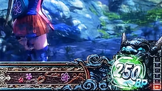 スマスロ 新鬼武者3の鬼カウンターのエフェクト(緑)