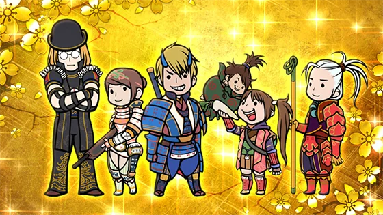 スマスロ 新鬼武者3の終了画面(デフォルメキャラ集合)