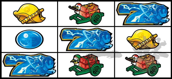 青7上段停止（斜めテンパイ）：7揃い