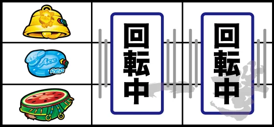 左リール上段ベル停止時