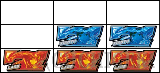 ダブル7テンパイ時の停止形（下段赤7揃い）