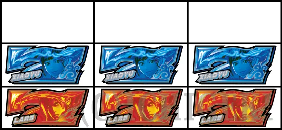 上段ダブル7テンパイ時の停止形（青7揃い）