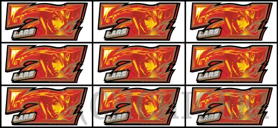 上段ダブル7テンパイ時の停止形（青7揃い）