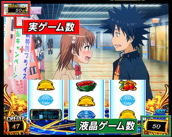 実ゲーム数と液晶ゲーム数の位置