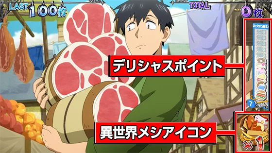 オープニングボーナス中のデリシャスポイントと異世界メシアイコン