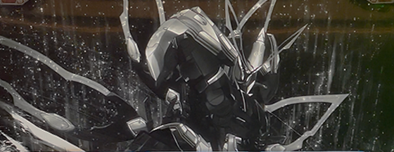 Lパチスロ 革命機ヴァルヴレイヴ2のハラキリチャレンジ中の違和感演出(モノクロ)