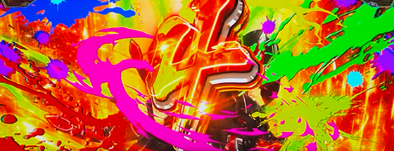 Lパチスロ 革命機ヴァルヴレイヴ2のハラキリチャレンジ中の違和感演出(エフェクト虹)