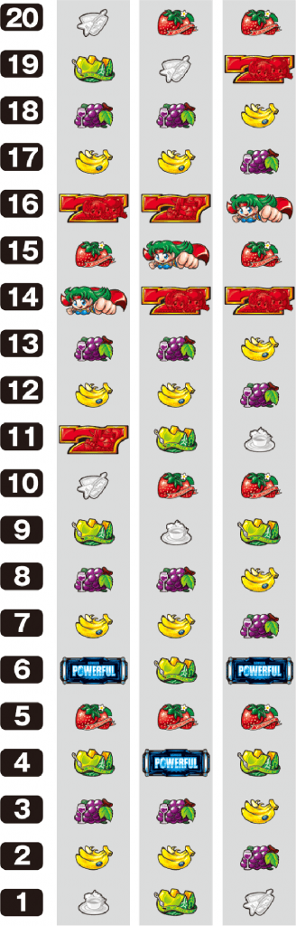 パチスロ ボンバーパワフルⅢのリール