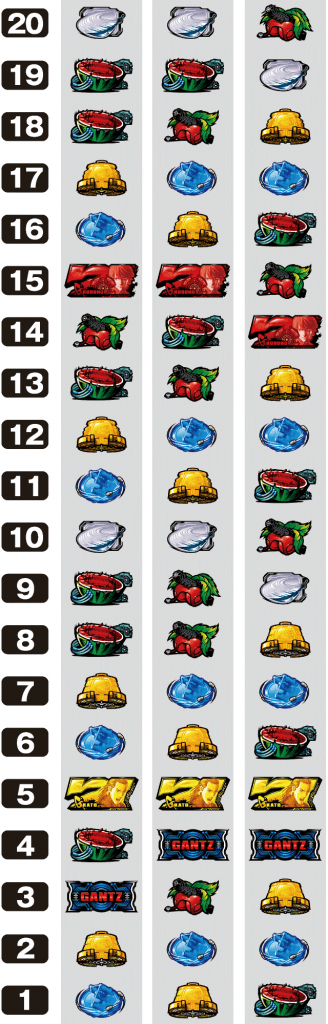 パチスロGANTZ極 THE SURVIVAL GAMEのリール