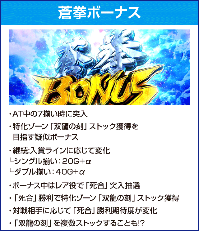 パチスロ蒼天の拳4のピックアップ