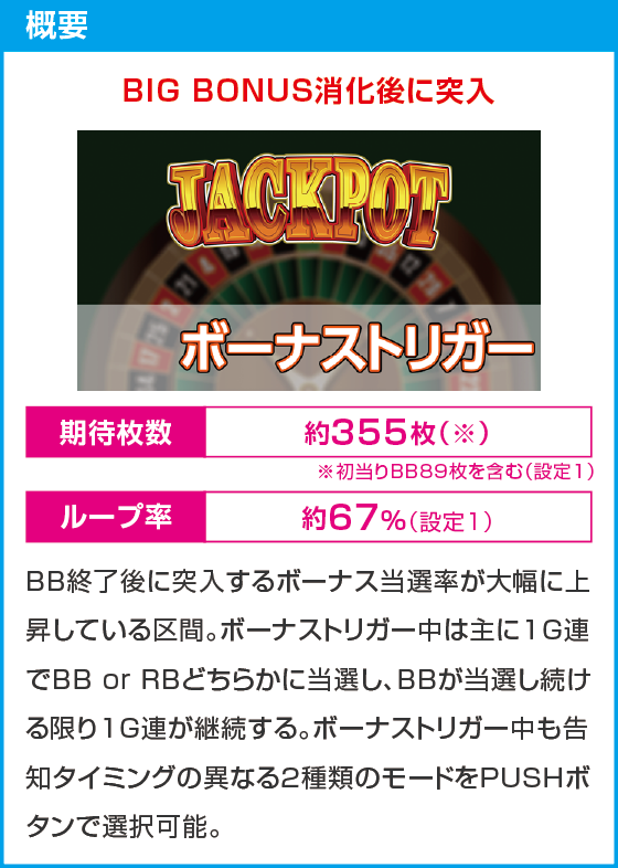 LBジャックポットのスペック