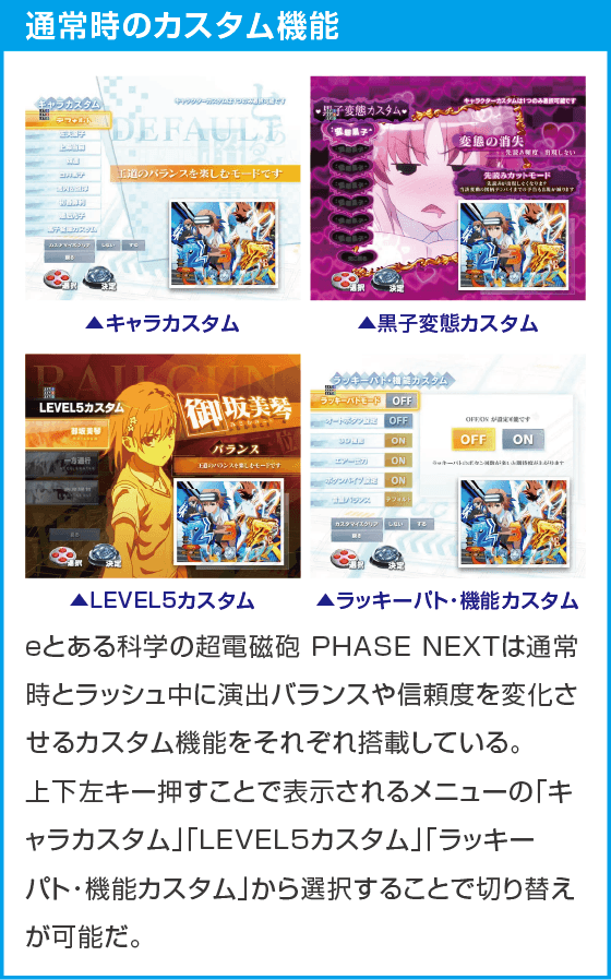 eとある科学の超電磁砲 PHASE NEXTのスペック