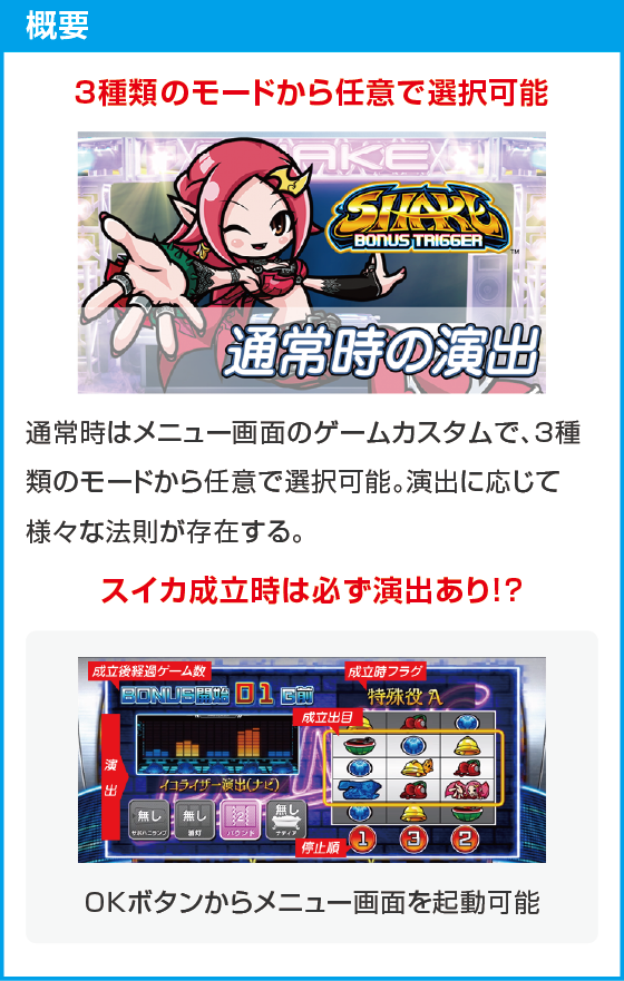 SHAKE BONUS TRIGGERのスペック