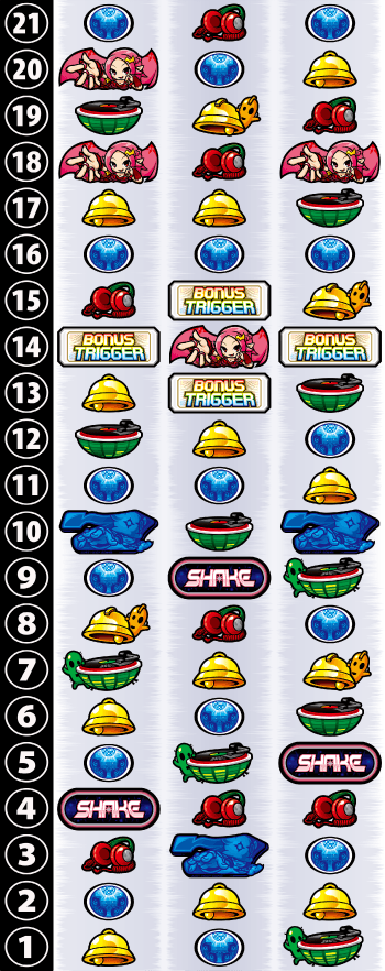 SHAKE BONUS TRIGGERのリール